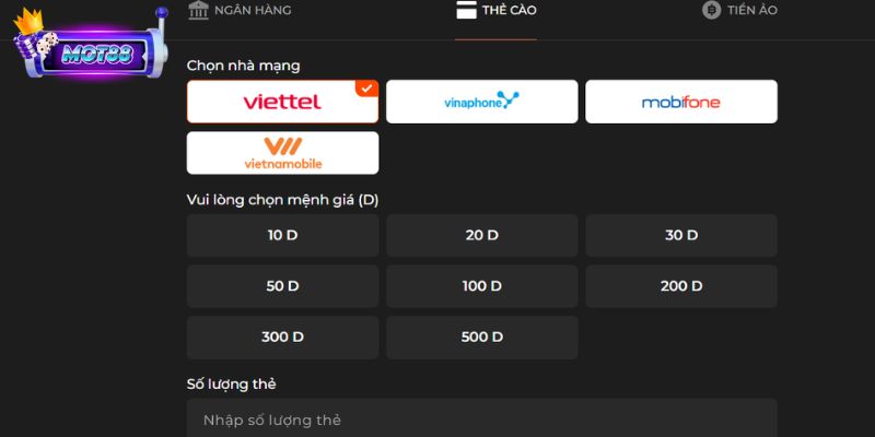 Rút tiền Mot88 qua chuyển khoản